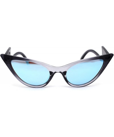 Cat Eye Womens Devil Tail Wave Arm Plastic Cat Eye Sunglasses - Slate Black Blue Mirror - CS1959ED4IQ $10.56