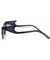 Cat Eye Womens Devil Tail Wave Arm Plastic Cat Eye Sunglasses - Slate Black Blue Mirror - CS1959ED4IQ $10.56