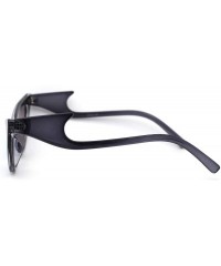 Cat Eye Womens Devil Tail Wave Arm Plastic Cat Eye Sunglasses - Slate Black Blue Mirror - CS1959ED4IQ $10.56