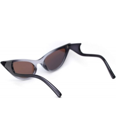 Cat Eye Womens Devil Tail Wave Arm Plastic Cat Eye Sunglasses - Slate Black Blue Mirror - CS1959ED4IQ $10.56