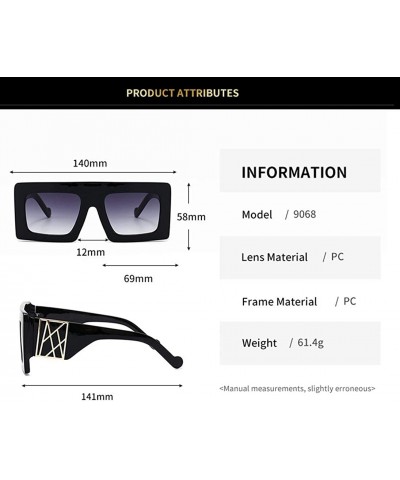 Square Oversized Sunglasses Arrival Vintage Designer - C2 - CX197ZDWE28 $19.34
