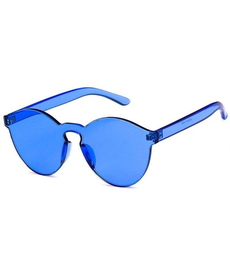 Oval Women Sunglasses Retro Pink Drive Holiday Oval Non-Polarized UV400 - Blue - CY18RH6T6MT $10.02