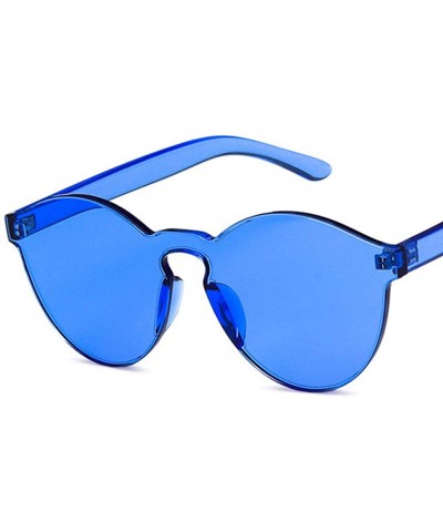 Oval Women Sunglasses Retro Pink Drive Holiday Oval Non-Polarized UV400 - Blue - CY18RH6T6MT $10.02