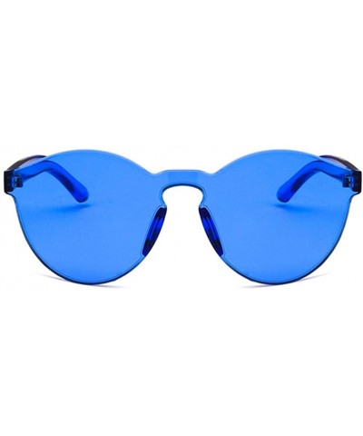 Oval Women Sunglasses Retro Pink Drive Holiday Oval Non-Polarized UV400 - Blue - CY18RH6T6MT $10.02