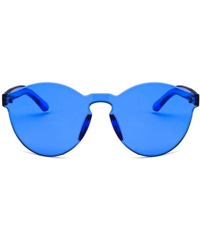Oval Women Sunglasses Retro Pink Drive Holiday Oval Non-Polarized UV400 - Blue - CY18RH6T6MT $10.02