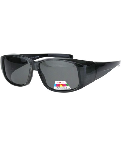 Rectangular Antiglare Polarized 58MM Light Weight Fit Over Rectangular Sunglasses - Grey Black - C218IIM5YZE $19.34