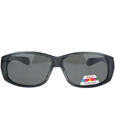 Rectangular Antiglare Polarized 58MM Light Weight Fit Over Rectangular Sunglasses - Grey Black - C218IIM5YZE $11.30