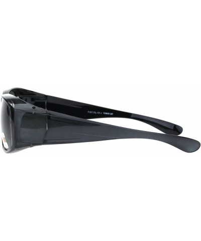 Rectangular Antiglare Polarized 58MM Light Weight Fit Over Rectangular Sunglasses - Grey Black - C218IIM5YZE $11.30