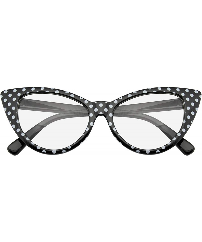 Cat Eye Fashion Classic Vintage Eyewear Cat Eye Designer Shades Frame Sunglasses - Clear Black Polka Dot - C8195UZ30NZ $18.99