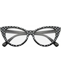 Cat Eye Fashion Classic Vintage Eyewear Cat Eye Designer Shades Frame Sunglasses - Clear Black Polka Dot - C8195UZ30NZ $8.14