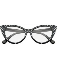 Cat Eye Fashion Classic Vintage Eyewear Cat Eye Designer Shades Frame Sunglasses - Clear Black Polka Dot - C8195UZ30NZ $8.14