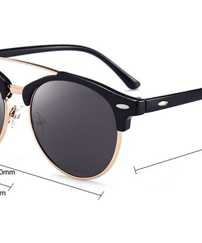 Round Chester Polarized Vintage Sunglasses - Bright Black Black - CM196YLSI0H $34.21