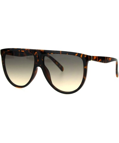 Oversized Oversize Thin Plastic Flat Top Mob Color Oceanic Gradient Lens Sunglasses - Tortoise Grey Orange - CP17AA9G75C $19.96