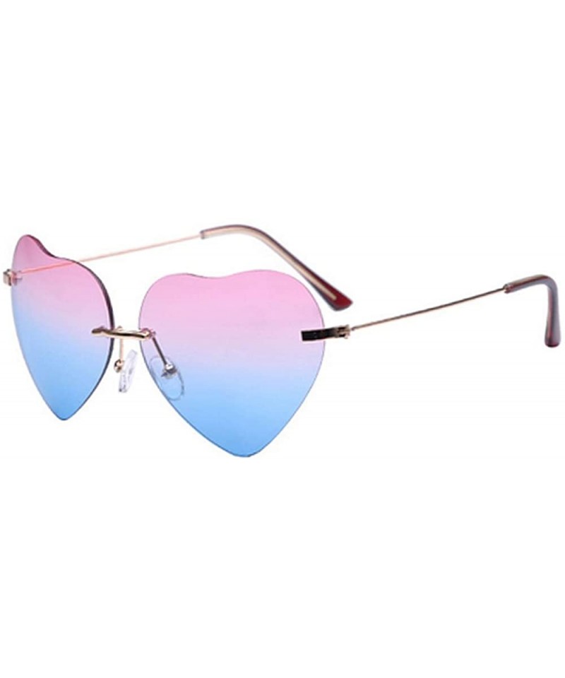 Aviator Heart Shape Sunglasses Fashion Aviator Tinted Lens Eyeglasses Metal Frame Eyewear - Pink&blue - CD18S8OK025 $15.53