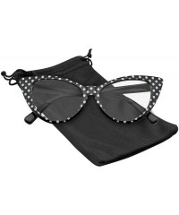 Cat Eye Fashion Classic Vintage Eyewear Cat Eye Designer Shades Frame Sunglasses - Clear Black Polka Dot - C8195UZ30NZ $8.14