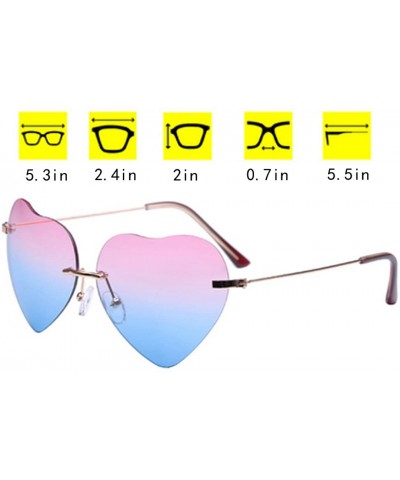 Aviator Heart Shape Sunglasses Fashion Aviator Tinted Lens Eyeglasses Metal Frame Eyewear - Pink&blue - CD18S8OK025 $15.53