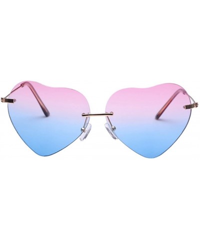 Aviator Heart Shape Sunglasses Fashion Aviator Tinted Lens Eyeglasses Metal Frame Eyewear - Pink&blue - CD18S8OK025 $15.53