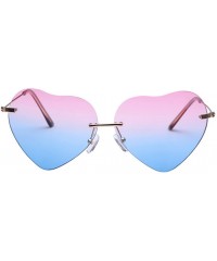 Aviator Heart Shape Sunglasses Fashion Aviator Tinted Lens Eyeglasses Metal Frame Eyewear - Pink&blue - CD18S8OK025 $15.53