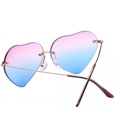 Aviator Heart Shape Sunglasses Fashion Aviator Tinted Lens Eyeglasses Metal Frame Eyewear - Pink&blue - CD18S8OK025 $15.53