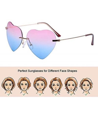 Aviator Heart Shape Sunglasses Fashion Aviator Tinted Lens Eyeglasses Metal Frame Eyewear - Pink&blue - CD18S8OK025 $15.53