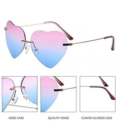 Aviator Heart Shape Sunglasses Fashion Aviator Tinted Lens Eyeglasses Metal Frame Eyewear - Pink&blue - CD18S8OK025 $15.53