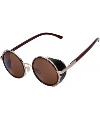 Round Steampunk Retro Gothic Vintage Hippie Colored Metal Round Circle Frame Sunglasses Colored Lens - CY185DGAXRE $9.73