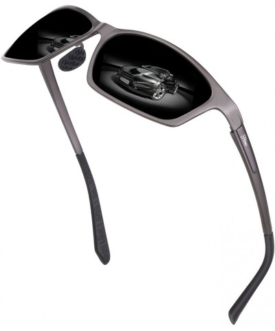 Wayfarer Unisex Retro Driving Polarized Sports Sunglasses Al-Mg Metal Frame UV Protection - Grey Lens/Gun Frame - C318G0YEXK2...
