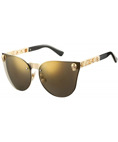 Goggle Cat Eye Steampunk Sunglasses Rimless Skull Design Goggles for Women - Gold Frame/Gold Lens - CV18O4XGW4Y $28.56