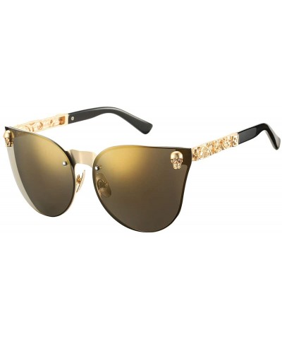 Goggle Cat Eye Steampunk Sunglasses Rimless Skull Design Goggles for Women - Gold Frame/Gold Lens - CV18O4XGW4Y $17.61