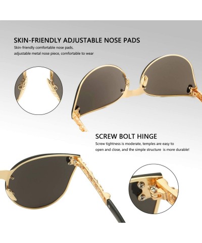 Goggle Cat Eye Steampunk Sunglasses Rimless Skull Design Goggles for Women - Gold Frame/Gold Lens - CV18O4XGW4Y $17.61