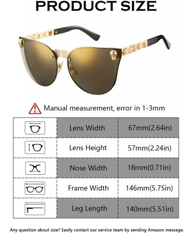 Goggle Cat Eye Steampunk Sunglasses Rimless Skull Design Goggles for Women - Gold Frame/Gold Lens - CV18O4XGW4Y $17.61