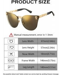 Goggle Cat Eye Steampunk Sunglasses Rimless Skull Design Goggles for Women - Gold Frame/Gold Lens - CV18O4XGW4Y $17.61
