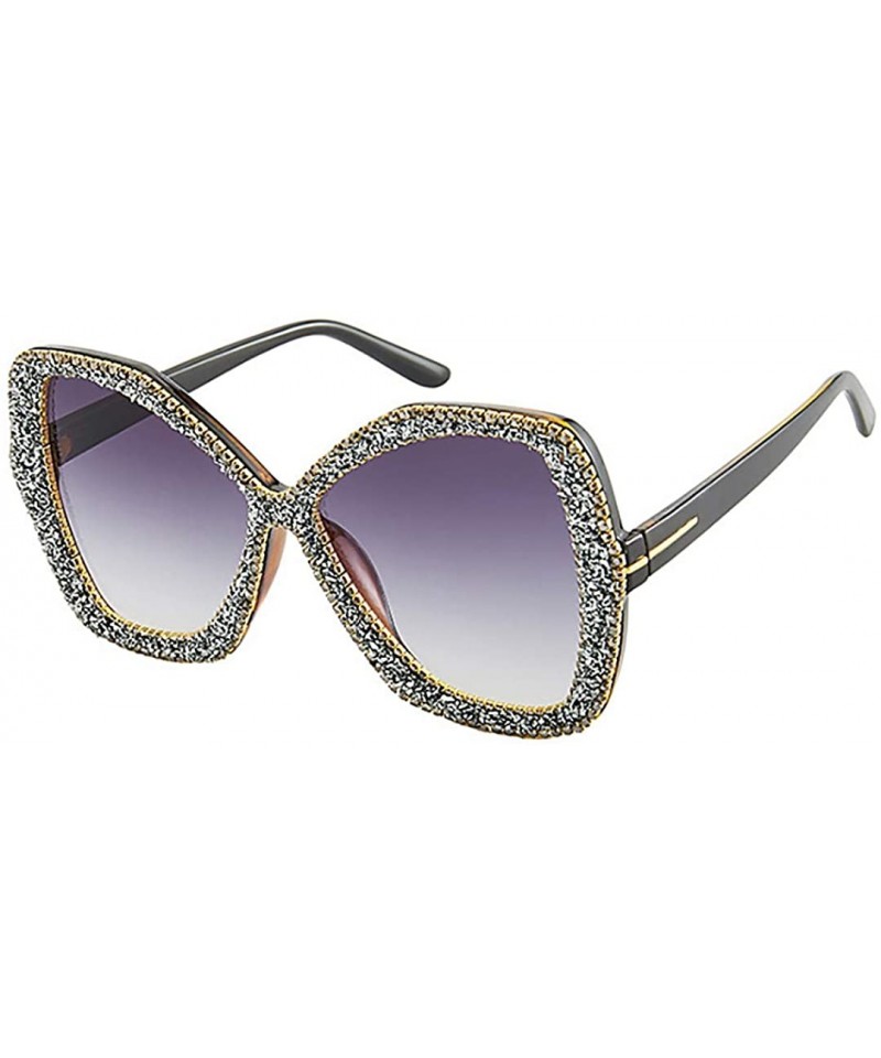 Round Sparkling Crystal Cat Eye Sunglasses UV Protection Rhinestone Sunglasses - Gray2046 - C718XRX24EA $13.09