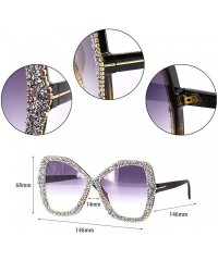 Round Sparkling Crystal Cat Eye Sunglasses UV Protection Rhinestone Sunglasses - Gray2046 - C718XRX24EA $13.09