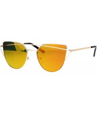 Cat Eye Mirrored Mirror Unique Double Wire Brow Cat Eye Sunglasses - Gold Orange - C212JDH32YX $15.30