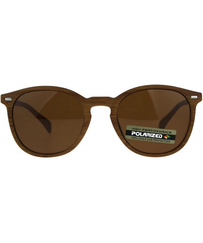 Round Polarized Antiglare Mens Keyhole Round Thin Horn Rim Sunglasses - Light Wood Brown - CW18C54UG43 $25.17