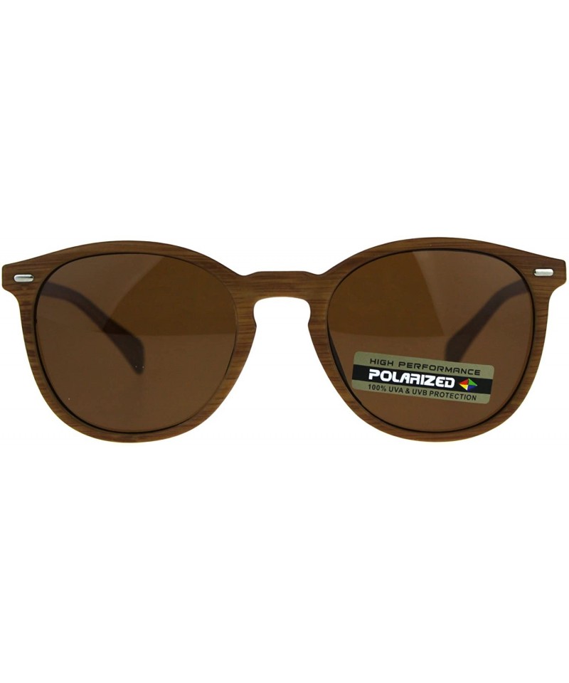 Round Polarized Antiglare Mens Keyhole Round Thin Horn Rim Sunglasses - Light Wood Brown - CW18C54UG43 $10.61