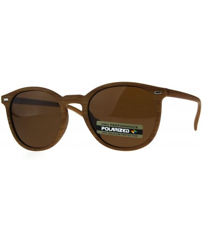 Round Polarized Antiglare Mens Keyhole Round Thin Horn Rim Sunglasses - Light Wood Brown - CW18C54UG43 $10.61