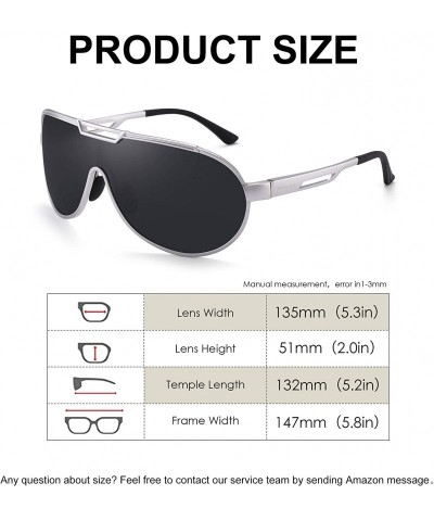 Oversized Retro Aviator Polarized Sunglasses for Men Al-Mg Metal Frame Ultra Light - Silver Frame/Grey Lens - C118N6RIDNH $42.75