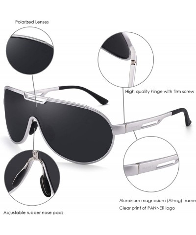 Oversized Retro Aviator Polarized Sunglasses for Men Al-Mg Metal Frame Ultra Light - Silver Frame/Grey Lens - C118N6RIDNH $24.84