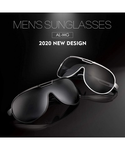 Oversized Retro Aviator Polarized Sunglasses for Men Al-Mg Metal Frame Ultra Light - Silver Frame/Grey Lens - C118N6RIDNH $42.75
