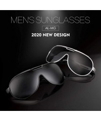 Oversized Retro Aviator Polarized Sunglasses for Men Al-Mg Metal Frame Ultra Light - Silver Frame/Grey Lens - C118N6RIDNH $42.75