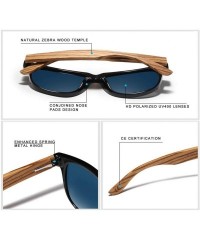 Square Red Mirror Wood Sunglasses Ladies Zebra Wood Bamboo Vintage Polarized Sunglasses for Men - Red Bamboo - CQ194OW0TRI $5...