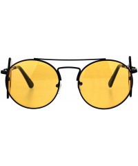 Round Unisex Round Sunglasses Extra Side Cover Lens Metal Frame UV 400 - Black (Orange) - CC18IEEHNQQ $8.92