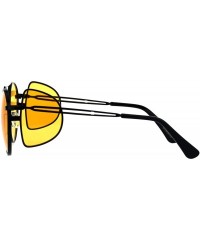 Round Unisex Round Sunglasses Extra Side Cover Lens Metal Frame UV 400 - Black (Orange) - CC18IEEHNQQ $8.92