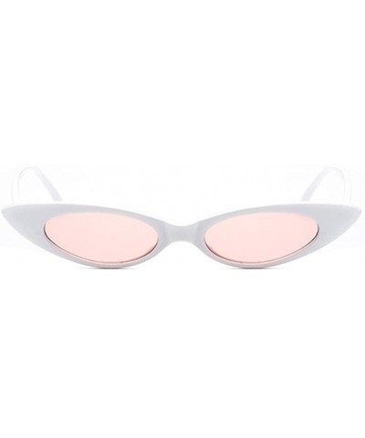 Oval Retro Slim Vintage Wide Oval Cat Eye Pointy Small Thin Clout Sunglasses - Whitepink - CO18RDTN4X0 $12.97