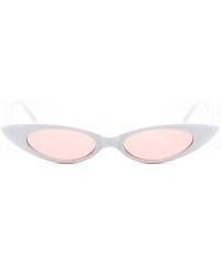 Oval Retro Slim Vintage Wide Oval Cat Eye Pointy Small Thin Clout Sunglasses - Whitepink - CO18RDTN4X0 $12.97