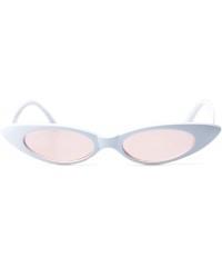 Oval Retro Slim Vintage Wide Oval Cat Eye Pointy Small Thin Clout Sunglasses - Whitepink - CO18RDTN4X0 $12.97