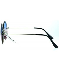 Rimless Womens Oceanic Lens Rimless Round Hippie Groovy Sunglasses - Blue Pink - CM17YQRQTIU $9.46