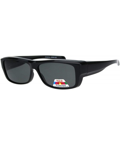 Rectangular Mens Polarized Narrow Rectangle Wear Over Glasses Fitover Sunglasses - All Black - CL18LN2QRMW $14.35